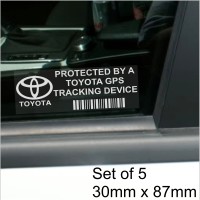 5 x TOYOTA GPS Tracking Device Security WINDOW Stickers 87x30mm-Avensis,Yaris,Corolla,RAV4,Prius-Car,Van Alarm Tracker